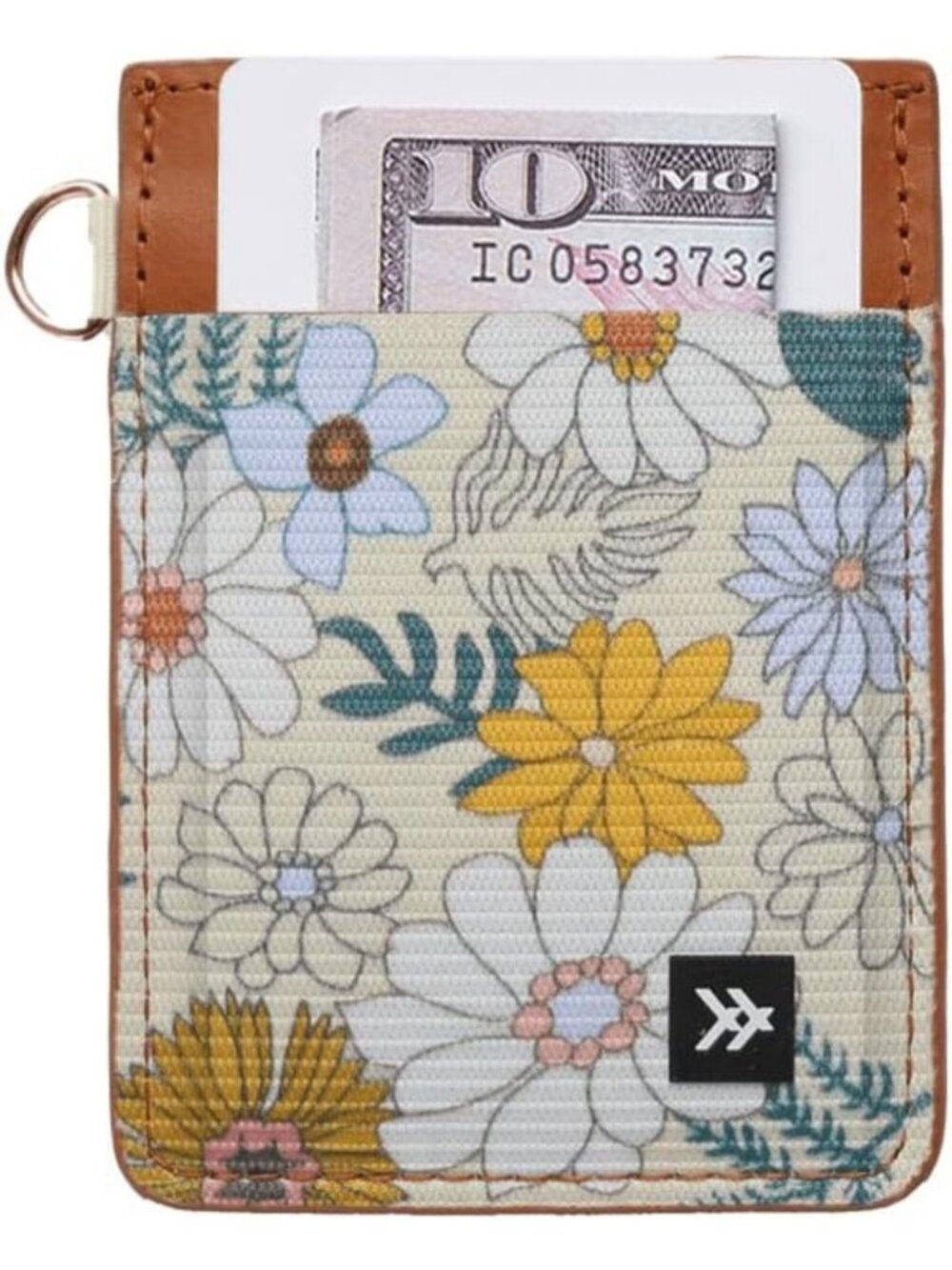 Ultra Slim Minimalist Leather Card Holder Wallet - Stylish Blossom Design